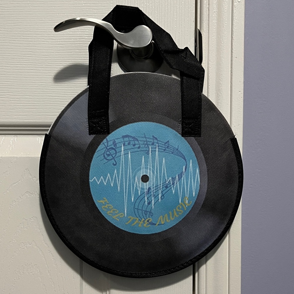 New Tote Bag Canvas Black and Blue Music Vinyl Record Retro 50s 60s 70s